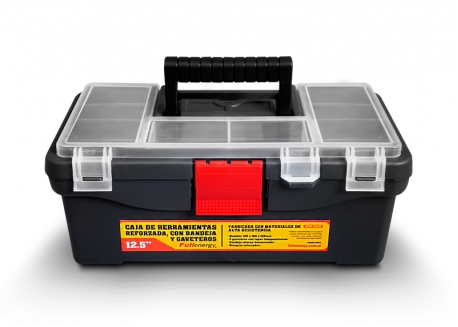 CAJA DE HERRAMIENTAS REFORZADA 12.5" CON BANDEJA Y 3 GAVETEROS