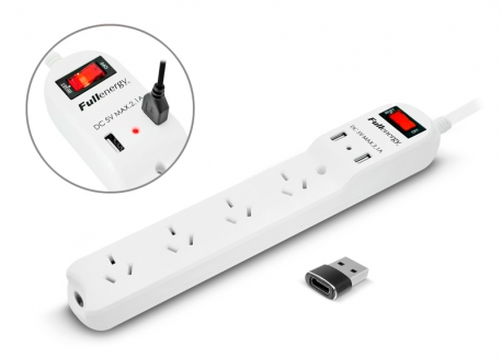 PROLONGADOR MÚLTIPLE 4 TOMAS + 2 USB 2.1 FULLENERGY